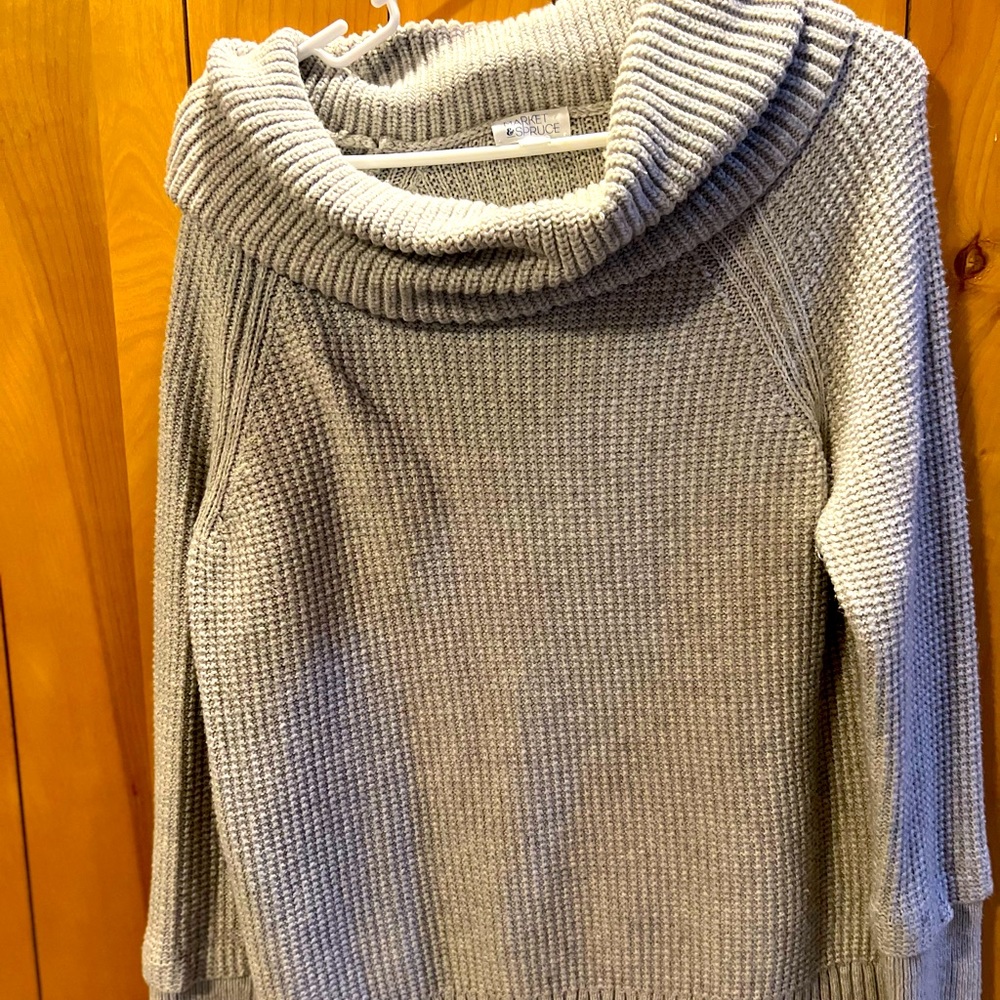 Market & Spruce Grey Title/Bowl Neck Sweater S